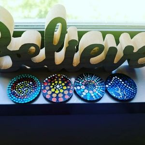 Hand Painted Mandala art refrigerator magnets